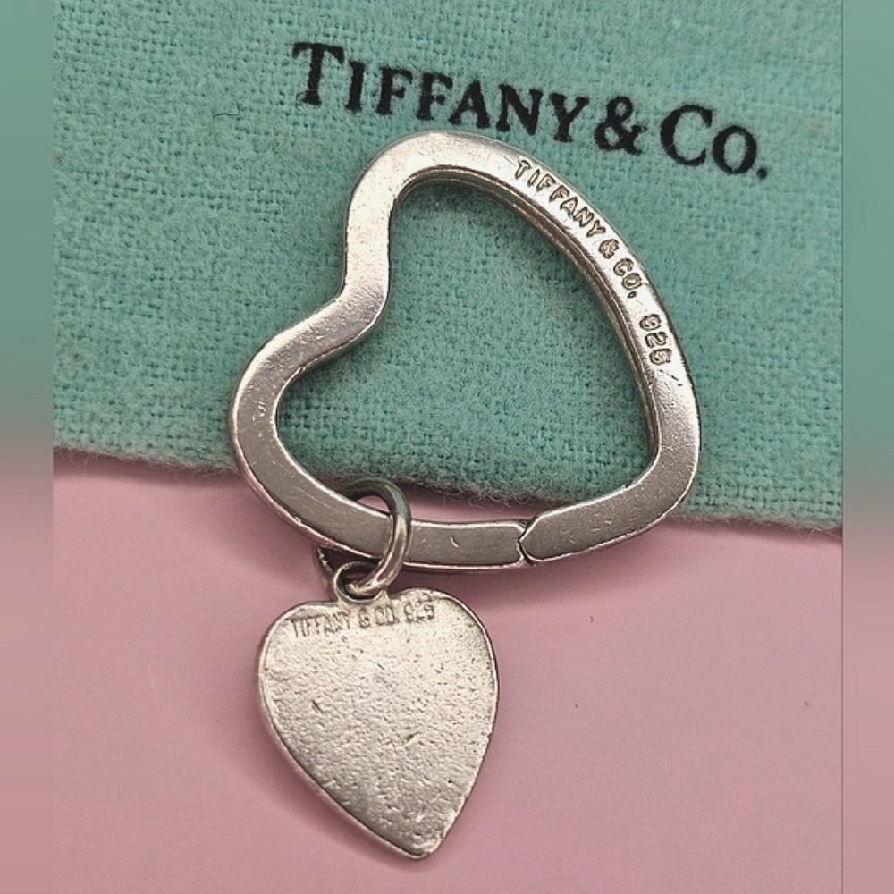 💖 Tiffany & Co. Sterling Silver 925 Heart Key Ring & Vintage Heart Charm 💖